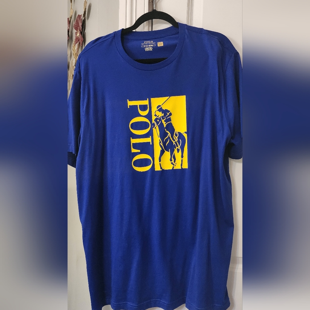 Polo by Ralph Lauren Men's Royal Blue Shirt with Yellow Logo